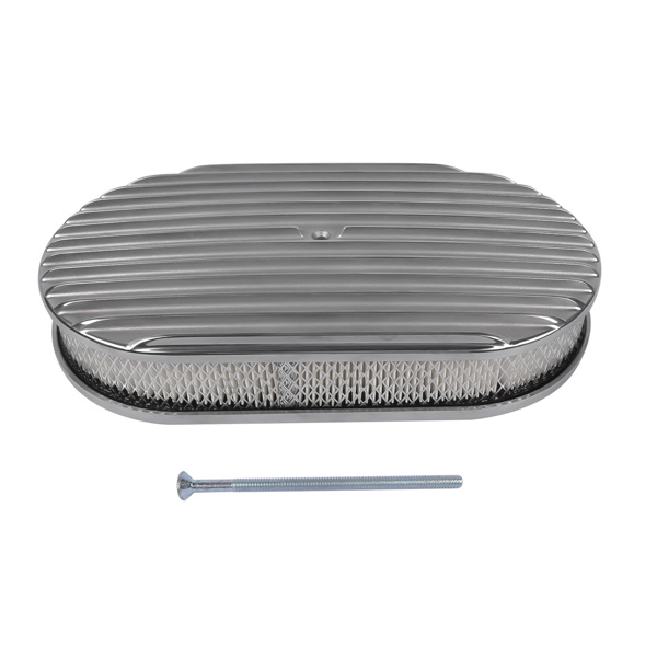 15" Oval Full Finned Polished Aluminum Air Cleaner Filter Fits for Chevy SBC 350 400