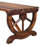 2-Person Rustic Garden Bench, Outdoor Wagon Wheel Porch Bench for Backyard Patio Garden, Brown - Image 11