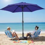9ft Patio Umbrella, Outdoor Market Umbrella with Push Button Tilt, Crank Handle, 6 Sturdy Iron Ribs, UPF 50+ Waterproof Polyester Canopy, KD Design for Garden, Deck, Backyard, Poolside, Navy Blue - Image 26