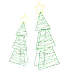 Set of 2 Lighted Metal Christmas Tree Yard Decorations, Pre-lit Holiday Decor with 150 Green and Warm White LED Lights for Xmas Outdoor Indoor Decor Lighted Holiday Displays - Image 15