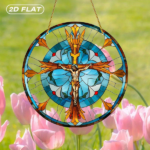 CIFbuy Vibrant Color Acrylic Sunflower Cross Jesus Suncatcher Wall Hanging Easy to Hang Gift (TikTok, temu pick-up service) - Image 3