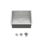 Stainless Steel Kitchen Sink, 23″x19″ Single Bowl, Undermount Handmade Sink in Dark Gray, with US Standard Drain and Hook[Unable ship on weekends, TK/TEMU only for pickup, only TX10643 warehouse supports GOFO]