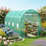 15' x 7' x 7' Walk-in Tunnel Greenhouse, Portable Hot House with Galvanized Steel Hoops & 8 Roll-up Windows
