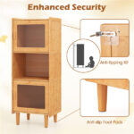Natural Bamboo 3-Cube Storage Cabinet, Acrylic See-Through Doors & Open Compartment - Image 5