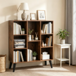 Rustic Brown 8-Cube Open Bookshelf with Top Display Shelf, Engineered Wood Freestanding Book Storage Organizer with Anti-Tipping Kit for Living Room Bedroom Office - Image 2