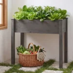 Bed - Cedar Planter with Non-Woven Liner, Bottom Drainage, 30-Inch Height, 48 x 24 x 30 in Sizes for Outdoor Plants Gray (Shipment from Walmart)