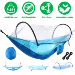 3-in-1 Camping Hammock with Automatic Pop-Up Mosquito Net, Lightweight 70D Nylon Portable Hammock Supports 440lbs, Dual Zipper Outdoor Hammock for Camping Hiking Backpacking Beach Backyard - Image 12
