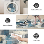 Three-piece kitchen rug set, non-slip and washable, abstract pattern kitchen hallway rug, soft and comfortable, suitable for sinks, floors, entrances, hallways and bathrooms. - Image 2