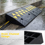 2 Pcs Heavy Duty Rubber Curb Ramp with Drain Channel & Reflective Strips for Driveway - Image 10