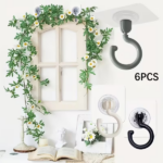 6 adhesive ceiling hooks, 30 pound heavy-duty ceiling hooks, used for hanging plants, no drilling required wall hooks, adhesive hangers, used for hanging lamps, wind chimes, lanterns, multifunctional hooks - Image 5
