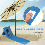 Foldable Beach Lounger, Lightweight Beach Mat Lounge Chair with Breathable Mesh Back, Cooler Pocket for Tanning Relaxing, Blue - Image 5
