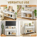 Modern Console Table with 3 Drawers and Open Storage Shelf, Entryway Table Narrow Long Sofa Table Hallway Foyer Table Behind Couch Table, White - Image 10