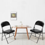 Same Code 33457557 4pcs Elegant Foldable Iron & PVC Chairs for Convention & Exhibition Black - Image 42