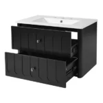 30" Modern Floating Bathroom Vanity with Oval Knobs & Round Edge, Soft-Close Drawer Slides, Bathroom Cabinet with Ceramic Sink - Image 10