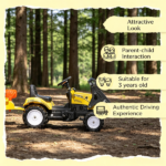Ride-On Construction Vehicle Toy – Kids Bulldozer/Excavator with Real Dirt Bucket, 6 Wheels & Cargo Trailer - Image 6