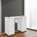 Same code 64112382 MDF Single Door 4 Drawers With Fan White Nail Table - Image 14