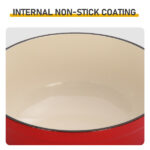 Cast iron 7.5QT cooking pot - Gradient red color - Includes two silicone gloves - Enamel pot - Image 9