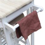 Foldable With Wooden Handle Semicircle Dining Cart With Round Stools White - Image 5