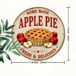 CIFbuy Vintage Homemade Apple Pie 2D Flat Metal Sign 8x8Inch Rustic Iron Wall Art, Retro Round Delicious Apple Themed Cozy Home Decor S TikTok, TikTok, or S Self-pickup Logiopics - Image 2