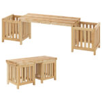 2-in-1 Wooden Garden Bench with 2 Planter Boxes, Fir Wood Outdoor Patio Seat for Yard & Lawn - Image 2