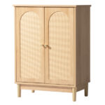 Natural wood color, particleboard with melamine veneer and rattan finish, 60*30*80cm, double doors, bathroom vanity - Image 4