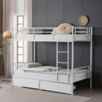 Same Code 71558202 Twin Over Twin Convertible Bunk Bed with 2 Storage Drawers, Metal Bunk Bed Can be Divided Into Two Daybeds, White - Image 3