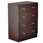 Brown particleboard with melamine laminate finish, 66*40*91cm, 3+2 drawers, chest of drawers with matte gold handles - Image 10