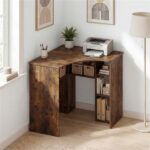 L-Shaped Corner Computer Desk 90° Triangle Home Office Desk with Adjustable Storage Shelves - Image 7