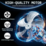 US Standard MLD-400 Barrel Fan 110V 192W 16inch Floor Barrel Fan Mobile Fan with Handle Copper Motor Orange-Yellow Air Circulation Industrial Fan - Image 3