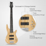 Full Size GIB 6 String H-H Pickup Electric Bass Guitar Bag Strap Pick Connector Wrench Tool Burlywood - Image 11
