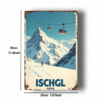 CIFbuy 1pc 2D Flat Metal Sign Winter Ski Resort Ischgl Austria Snow Scene Tin Art Square Iron Hanging Painting With Pre-Drilled Holes TikTok, TikTok, Self-pickup Logiopics - Image 2