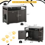 Litter Box Enclosure, Cat Litter Box Furniture with Hidden Plug, 2 Doors,Indoor Cat Washroom Storage Bench Side Table Cat House, Large Wooden Enclused Litter Box House, Esspresso - Image 4