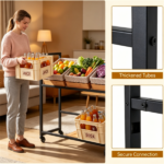 2-Tier Rolling Beer Crate Storage Rack with Hooks, Adjustable Tilt Mobile Metal Drink Organizer Cart Heavy Duty for Garage Pantry Party - Image 5