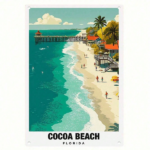 CIFbuy 1pc Retro Cocoa Beach Florida Metal Tin Sign, Vibrant Coastal Paradise Travel Poster Wall Art, Durable Iron Home Decor TikTok, TikTok, ravel Poster Wall Art Self-pickup Logiopics - Image 8