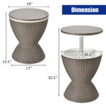 Brown Outdoor Imitation Rattan Ice Cooler Side Table 8Gal 2-Height Adjustable with Drain Plug - Image 5