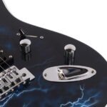 Lightning Style Electric Guitar with Power Cord/Strap/Bag/Plectrums Black & White - Image 14