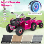 2 in 1 Kids Ride On ATV with Removable Trailer, 6V Electric Quad for Toddlers Ages 3+ Rose Red - Image 9