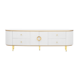 Modern TV Stand for TVs up to 80 Inches, Entertainment Center with 4 Drawers and 1 Cabinet, Wood TV Console Table with Metal Legs and Handles for Living room - Image 9