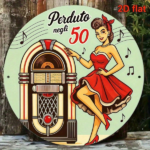 CIFbuy 1pc 8-Inch Round Italian Retro 1950s Jukebox Wall Plaque, Vintage 50s Diner Sign With Pin-Up & Italian Text, Mid-Century Modern TikTok, TikTok, Self-pickup Logiopics