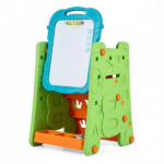 Green 3-in-1 Kids Double Sided Art Easel, Magnetic Whiteboard & Chalkboard Standing Drawing Board with Adjustable Height Angle, Storage Tray Book Rack Complete Painting Accessories PP Play Easel Gift - Image 2