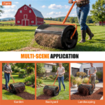 27"×16" Lawn Fertilizer Spreader with Diamond Mesh Clump-Free Garden Compost Spreader - Orange - Image 10