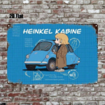 CIFbuy 1pc Heinkel Kabine Blueprint Metal Sign Anime Girl Vintage Auto Heavy-Duty Iron Wall Art 2D Flat Retro Garage Cave Bedroom Decor TikTok, TikTok, y-Duty Self-pickup Logiopics - Image 6