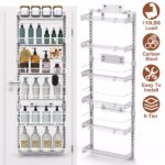 6-Tier Over the Door Pantry Organizer, Large Metal Door Spice Rack, Hanging Heavy-Duty Pantry Door Storage Shelf 10LBS Loading Easy Install Behind Door Storagefor Kitchen and Bathroom, White