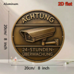 CIFbuy 1pc Vintage French Surveillance Sign 8x8 Inch Round Aluminum Metal Plaque, Retro Security Monitoring 2D Flat Wall Art Decor TikTok, TikTok, Self-pickup Logiopics - Image 3