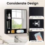 2 in 1 Mirrored Bathroom Wall Cabinet, Space-Saving Medicine Cabinet with Hidden Storage & Shelves - Black - Image 12