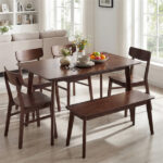 47" Walnut Dining Table for 4-6 People, Rubber Wood Legs Kitchen Table with Smooth Veneered Top - Image 5