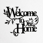 CIFbuy™ Iron "Welcome to Our Home" Floral Wall Art, Cozy Style Wall Hanging, Entryway Home Decor (TikTok, Temu: Self-pickup available)