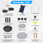 Solar Powered Water Fountain Pump with Battery Backup, 6W Solar Panel, IP68 Waterproof, Adjustable Spray Height & 9.84ft Cable, LED Lighted Solar Fountain for Garden Patio Yard - Image 6