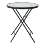 3-Piece Outdoor Bistro Set, Folding Chairs & Glass Table, Black - Image 5