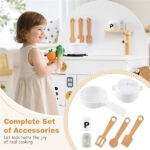 White Wooden Kids Play Kitchen with Interactive Stove & Sink, ASTM/CPSIA Compliant Pretend Cooking Set for Ages 3+ - Image 8